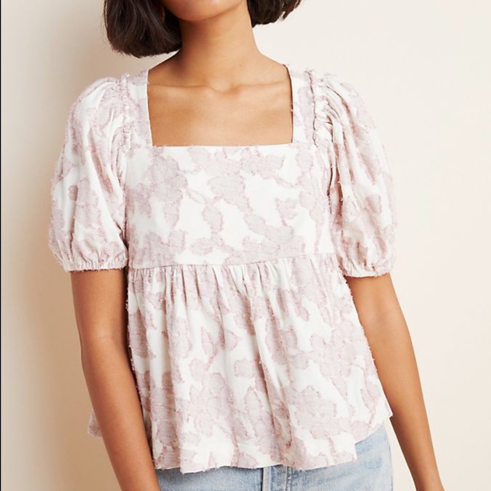 Batia Textured Babydoll Cottage Puff Floral Top